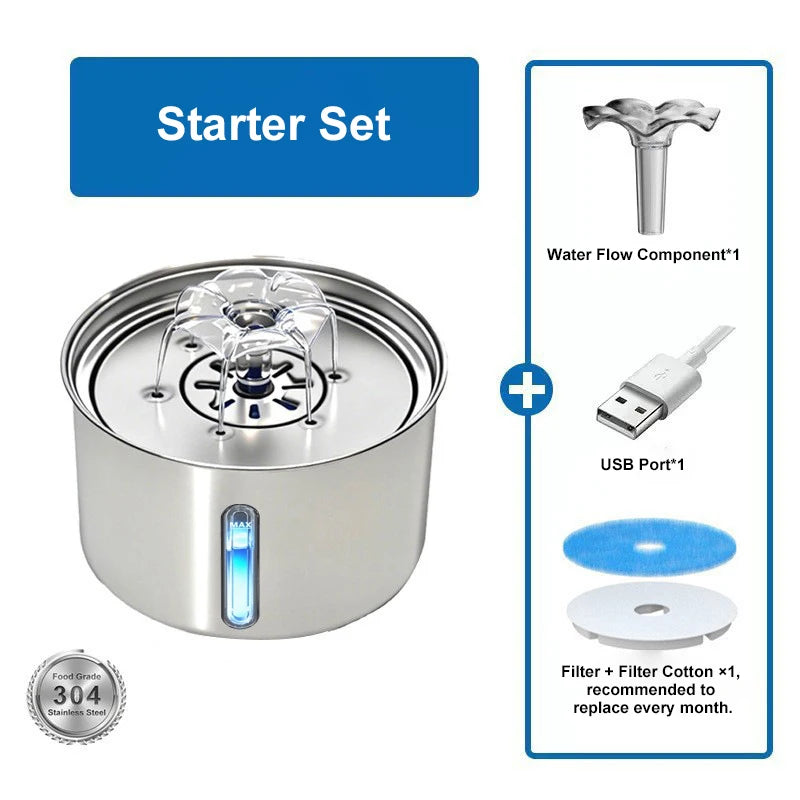 Fontaine à eau en acier pour animaux de compagnie - healthybuddy™