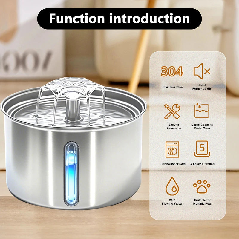 Fontaine à eau en acier pour animaux de compagnie - healthybuddy™